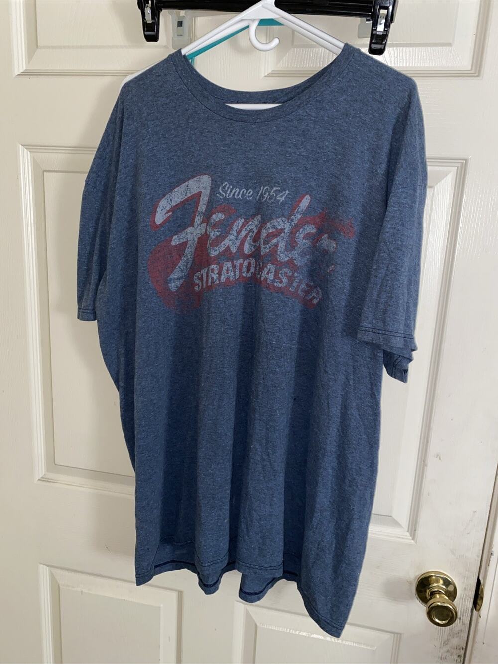 Fender Distressed Navy Guitar T-Shirt Sz 3XL